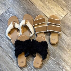 UGG Women’s  Shearling Slide Sandals bundle